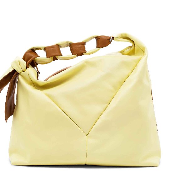 Margareth<br />large tobacco-brown/primrose panel shopper bag