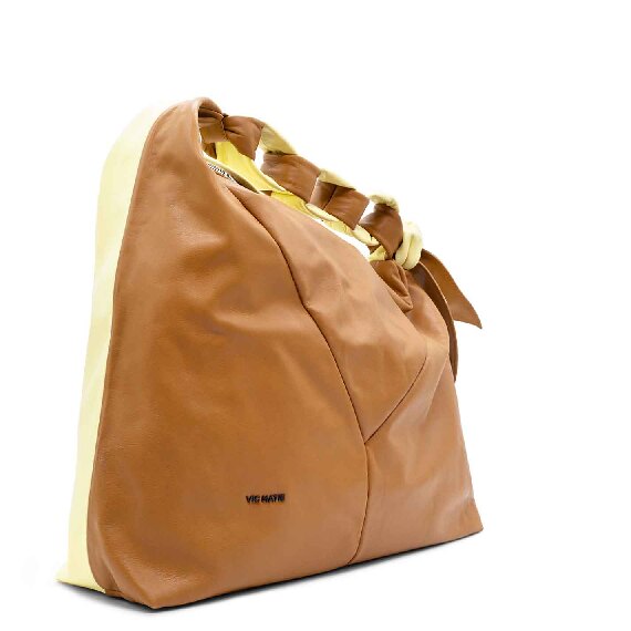 Margareth<br />large tobacco-brown/primrose panel shopper bag