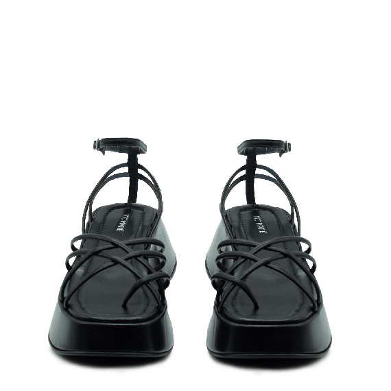 Mini Yoko sandalo gabbia in nappa nera
