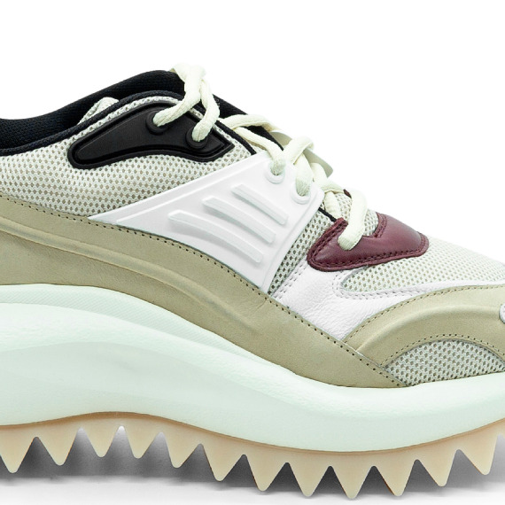 Running Bone/White Nubuck/Leather/Mesh and Split Leather Sneakers