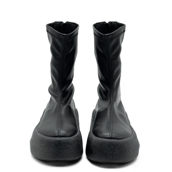 Creepy Black Stretch Faux Leather Half Boots